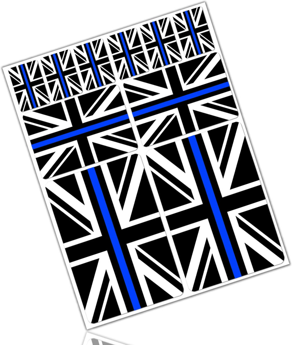 Biomar Labs National Flag Vinyl Sticker Set Weatherproof Self Adhesive Country Flag Decals for Car Motorcycle Bicycle Scooter Helmet Window Interior Exterior Personalisation (UK GB Blue Flag D 40)