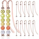 12 Pcs Beadable Bookmarks DIY Metal Bookmark Bar, Metal Beadable Blank Bar Beaded Bookmark Craft Jewelry Pendant DIY Modern, Charm Gifts for Book Lovers, Students, Teachers Office Supplies(Golden)