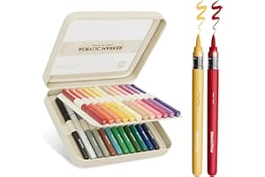 MemOffice Direct Liquid Acrylic Paint Markers, 24 Colors Brush Tip Pens with Carrying Case, No Bleed, Waterproof, for Rock, Wood, Canvas, Glass, Fabric, DIY Crafts for Adults & Kids