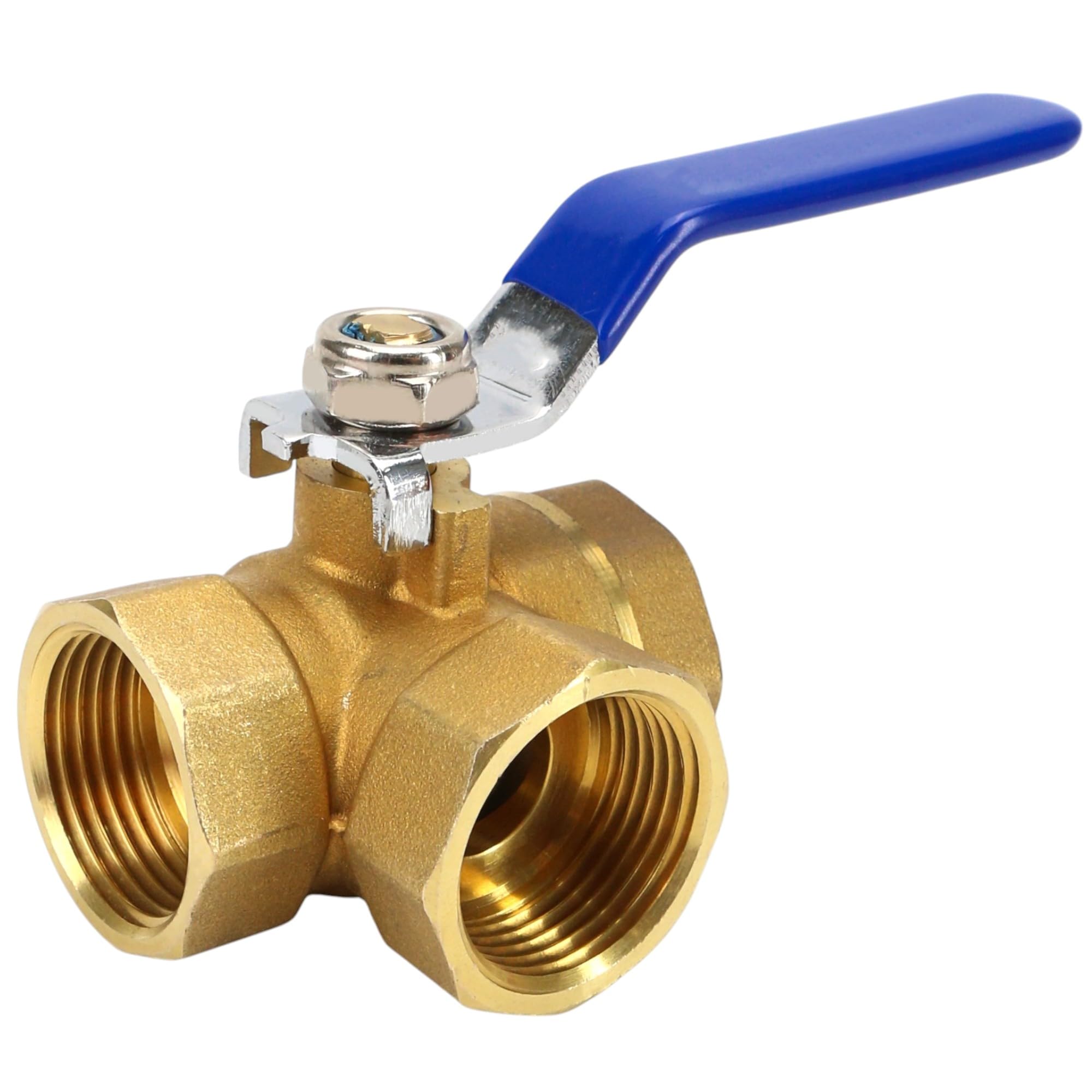 Photo 1 of 3 Way Valve 1 Inch DN25 Brass Ball Valve T Port T-Type Three-Way Tap Standard Port NPT Female Thread Pipe Valve for Water Oil and Steam