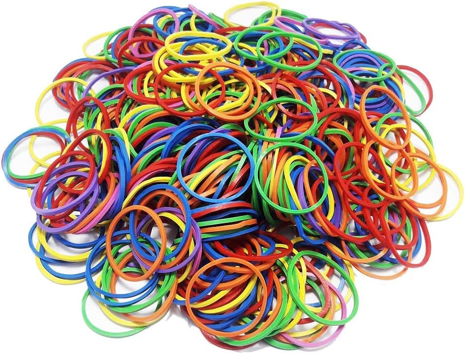 500 Pcs 2.5cm 1" Small Assorted Mixed Rainbow Colorful Rubber Bands Bulk Elastic Wide Money Rubber Bands Stationery Holder Thermostability Strong Elastic Band Loop Office Supplies (Multi Colored)