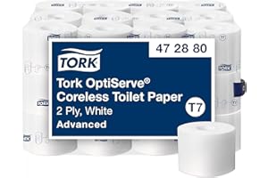 Tork Coreless High-Capacity Toilet Paper Roll White T7, Advanced, 2-Ply, 36 x 1000 sheets, 472880
