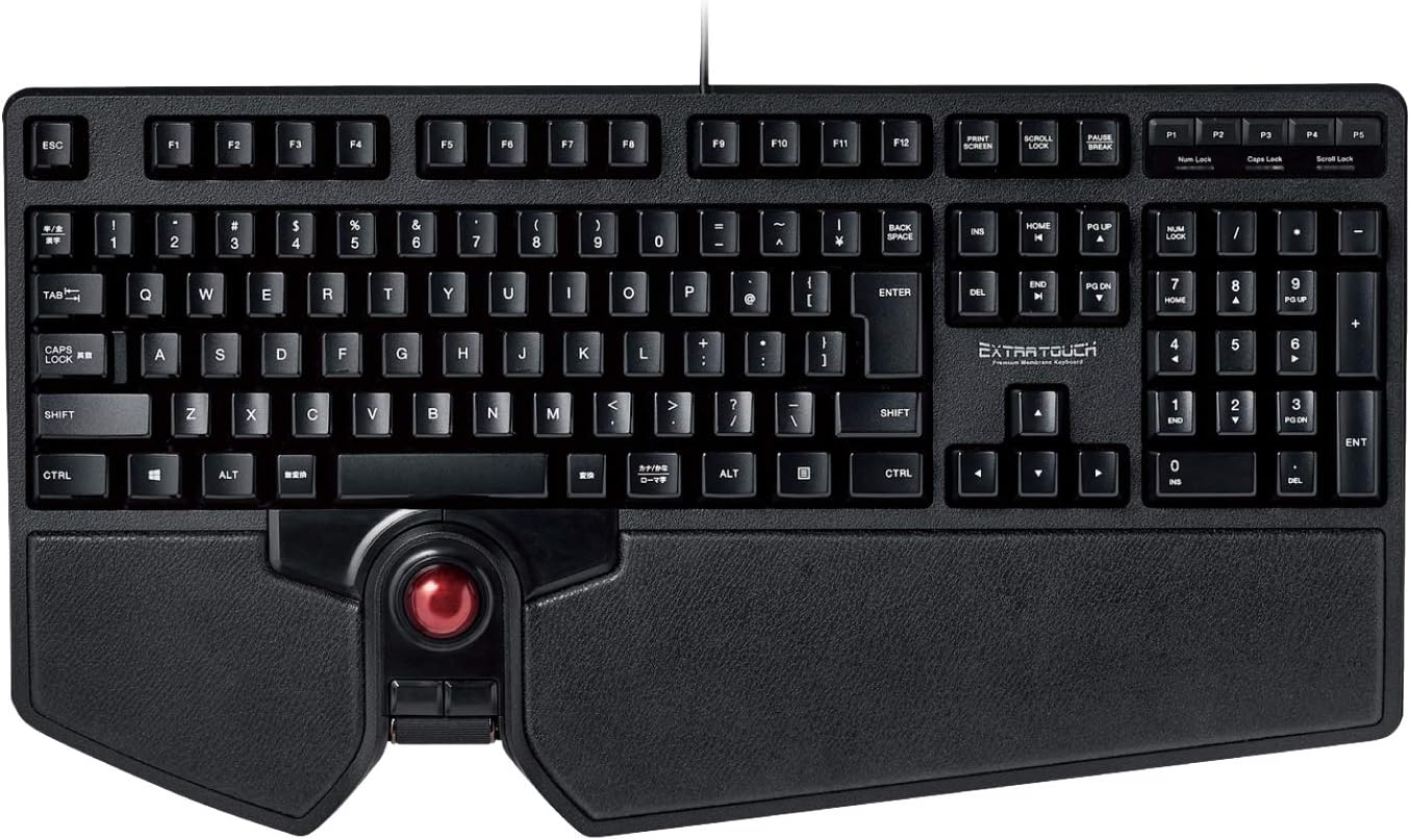 Wired Japanese Layout Keyboard with Builtin Optical Trackball