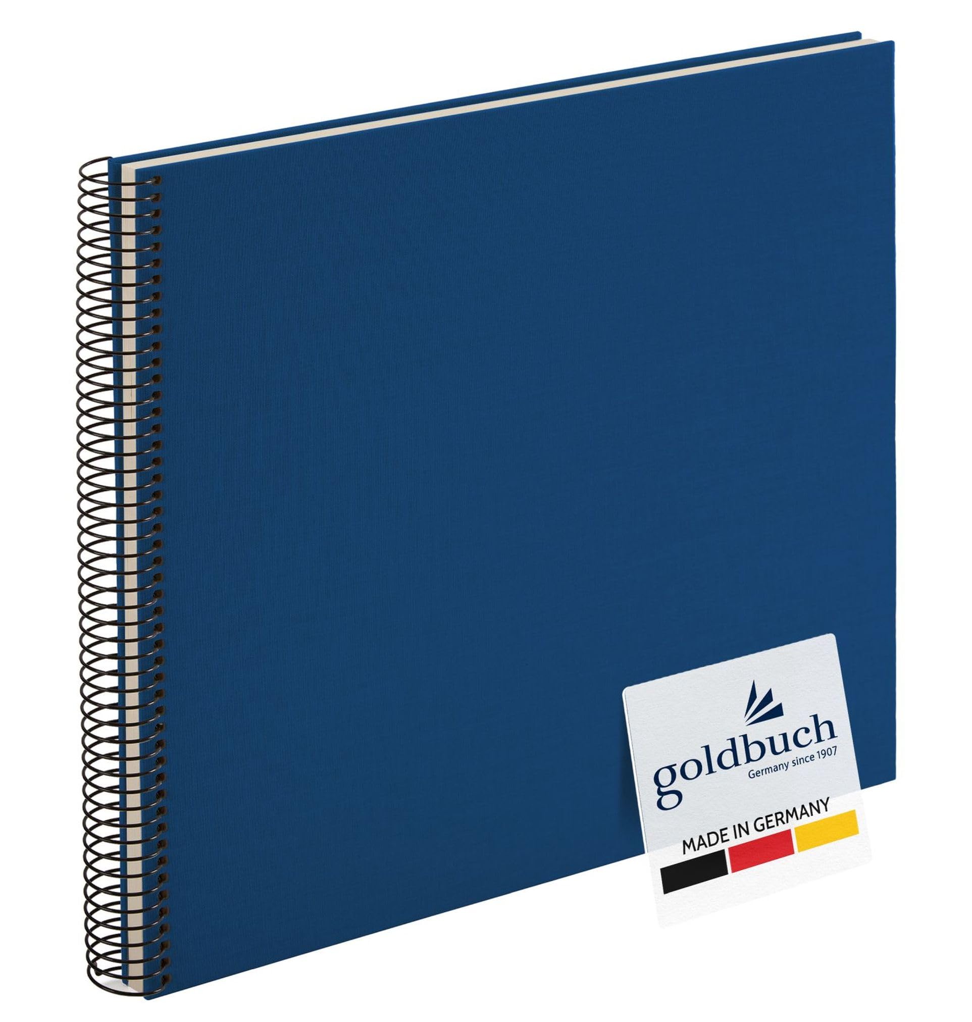 goldbuch Bella Vista 25 376 Spiral Photo Album 35 x 30 x 1.5 cm Diameter 2.8 cm Photo Album with 40 White Pages, Linen Memory Album for Pictures and Photos to Stick in, Blue