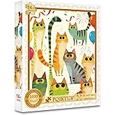PQIKTUV Puzzles for Adults 1000 Pieces, Playful Cat Party Jigsaw Puzzles | with HD Poster Storage Bag &amp; Gift Box,Family Puzzles Wall Decor Funny Gifts for Women Men, 27.56x19.7"