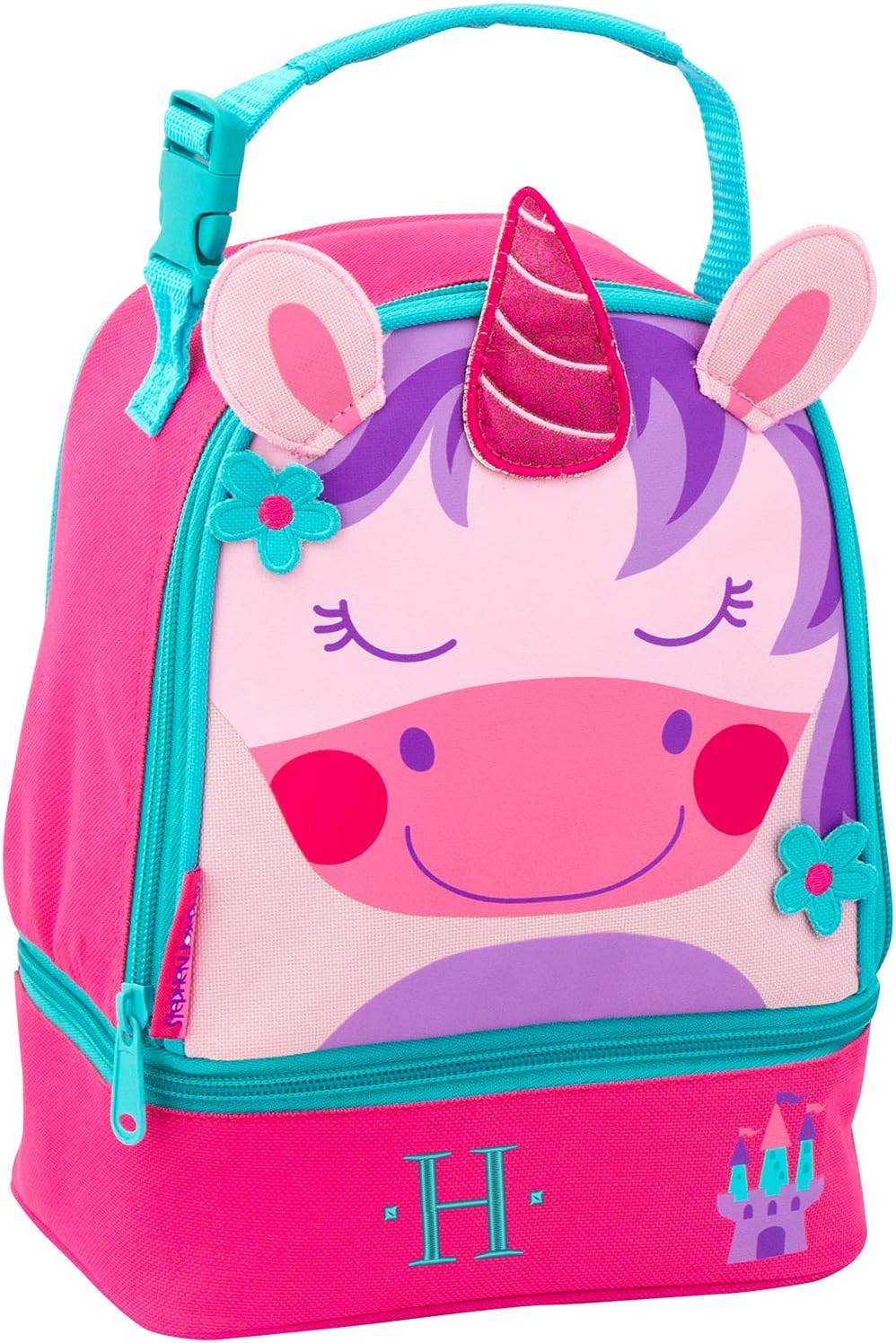 Monogrammed Me Lunch Pals, Pink Unicorn, with Embroidered David Monogram