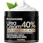 Urea Cream 40 Percent for Feet - Foot Cream for Dry Cracked Heels, 2% Salicylic Acid for Callus Remover, Maximum Strength Repair Skin, Soft & Smooth 40% Urea Lotion Moisturizer Elbows Hands Knees