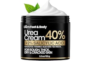 OLLM Urea Cream 40 Percent for Feet - Foot Cream for Dry Cracked Heels, 2% Salicylic Acid for Callus Remover, Maximum Strength Repair Skin, Soft & Smooth 40% Urea Lotion Moisturizer Elbows Hands Knees