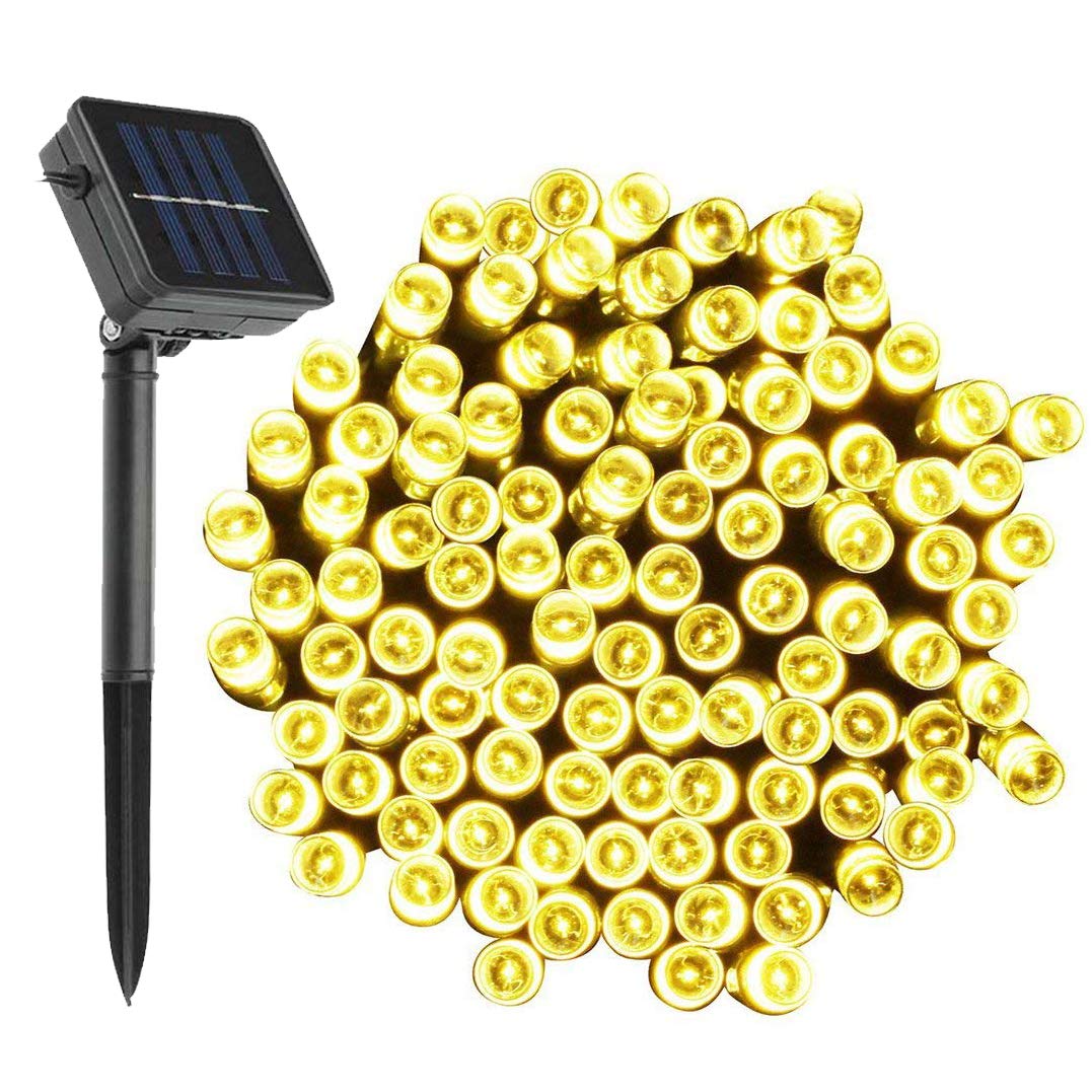 KEEDA Solar Powered Starry Fairy String Lights, 72ft 200 LED 8 Mode Waterproof Decorative Lights for Outdoor Garden Patio Wedding Party Christmas (Warm White)