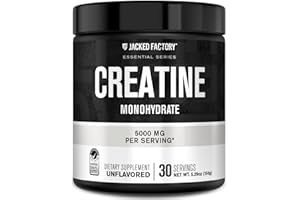 Jacked Factory Creatine Monohydrate Powder 150g - 5g Daily Creatine Supplement for Men and Women, Vegan-Friendly, Third-Party Tested - 30 Servings, Unflavored