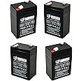 (4 Pack) ELB-0604 Battery ELB0604 6V4.5AH for Exit Sign Emergency Light 6V 4.5AH SLA Sealed Lead Acid Battery UB645 SLA0905 AH 4.0 AMP Hour 120255