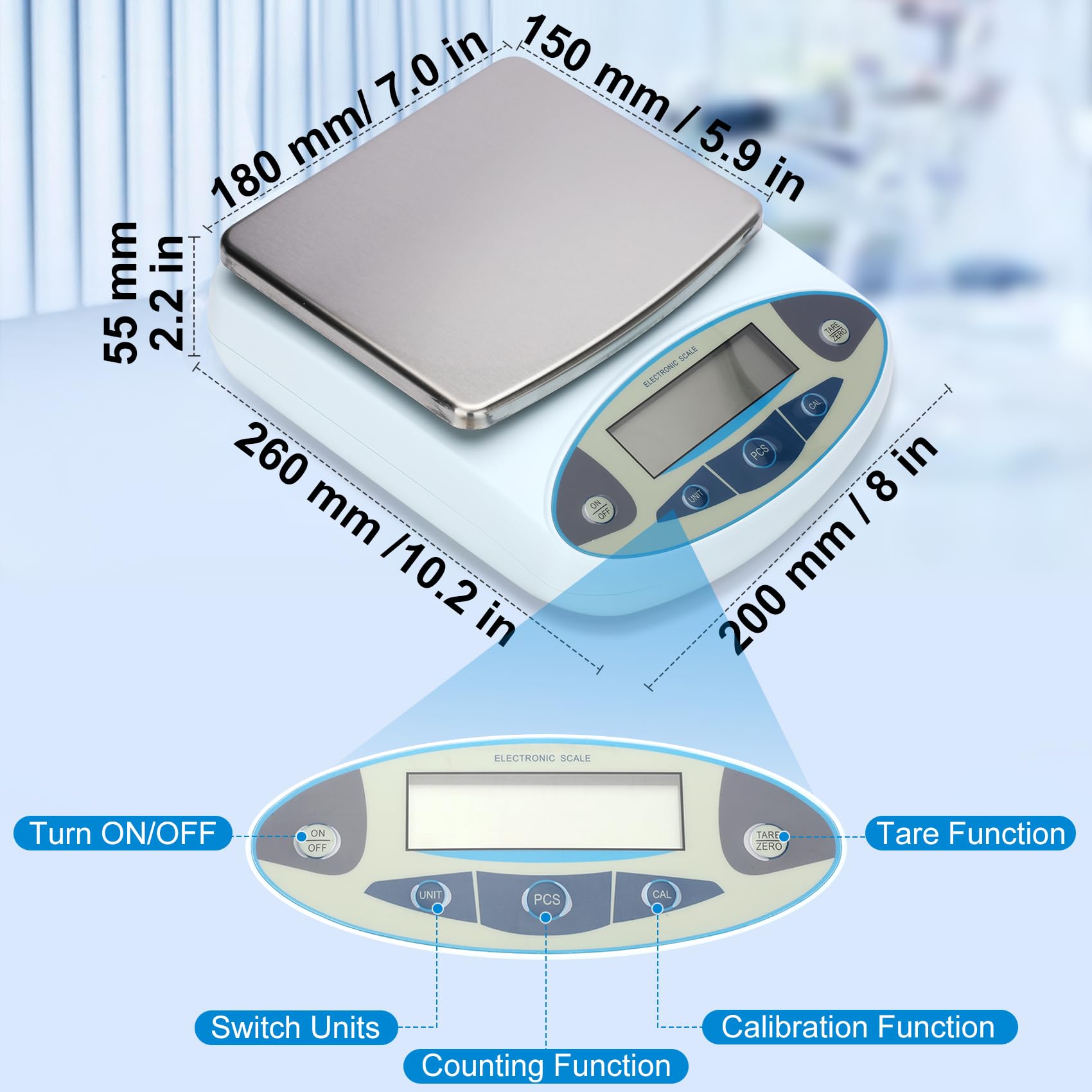 Lab Scale 5000g X 0.01g,13 Unit 0.01g Accuracy High Precision Digital ...