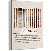 HIWX Skiing Wall Decor, Winter Ski Framed Canvas Painting Wall Art Decor, Vintage Neutral Skiing Snowboard Wall Art Home Decoration for Home Living Room Bedroom, Ski Lovers Gifts, 11x14