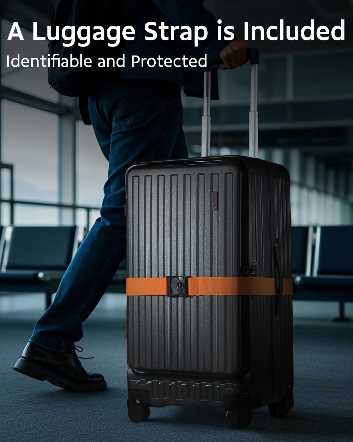 CENSIEN Checked Luggage, Large Suitcase 29 Inch Trunk Luggage with Spinner Wheels, Lightweight ABS+PC Hard Shell with Aluminum Frame, Top Opening, TSA Lock (Black, 1PC)