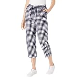 Seersucker Plaid Capri, Color Turquoise 