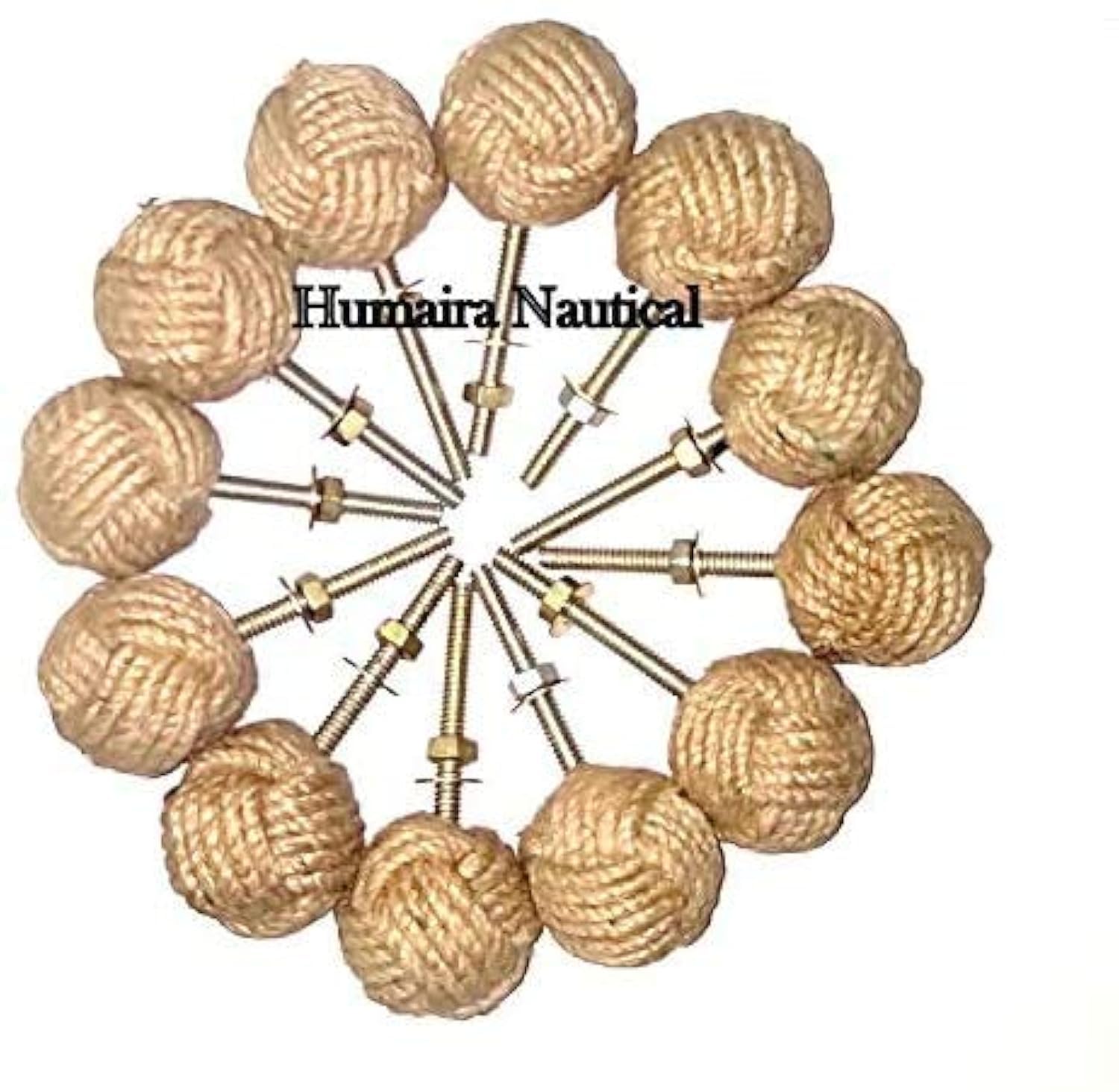 Samara Nautical Lot Of 12 Knotty Door knobs - Nautical Drawer pulls - Jute Rope rawer pulls