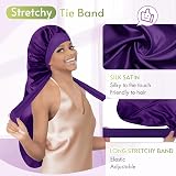 BONNET QUEEN Silk Bonnet for Sleeping Long Hair & Braids Dark Purple view 5