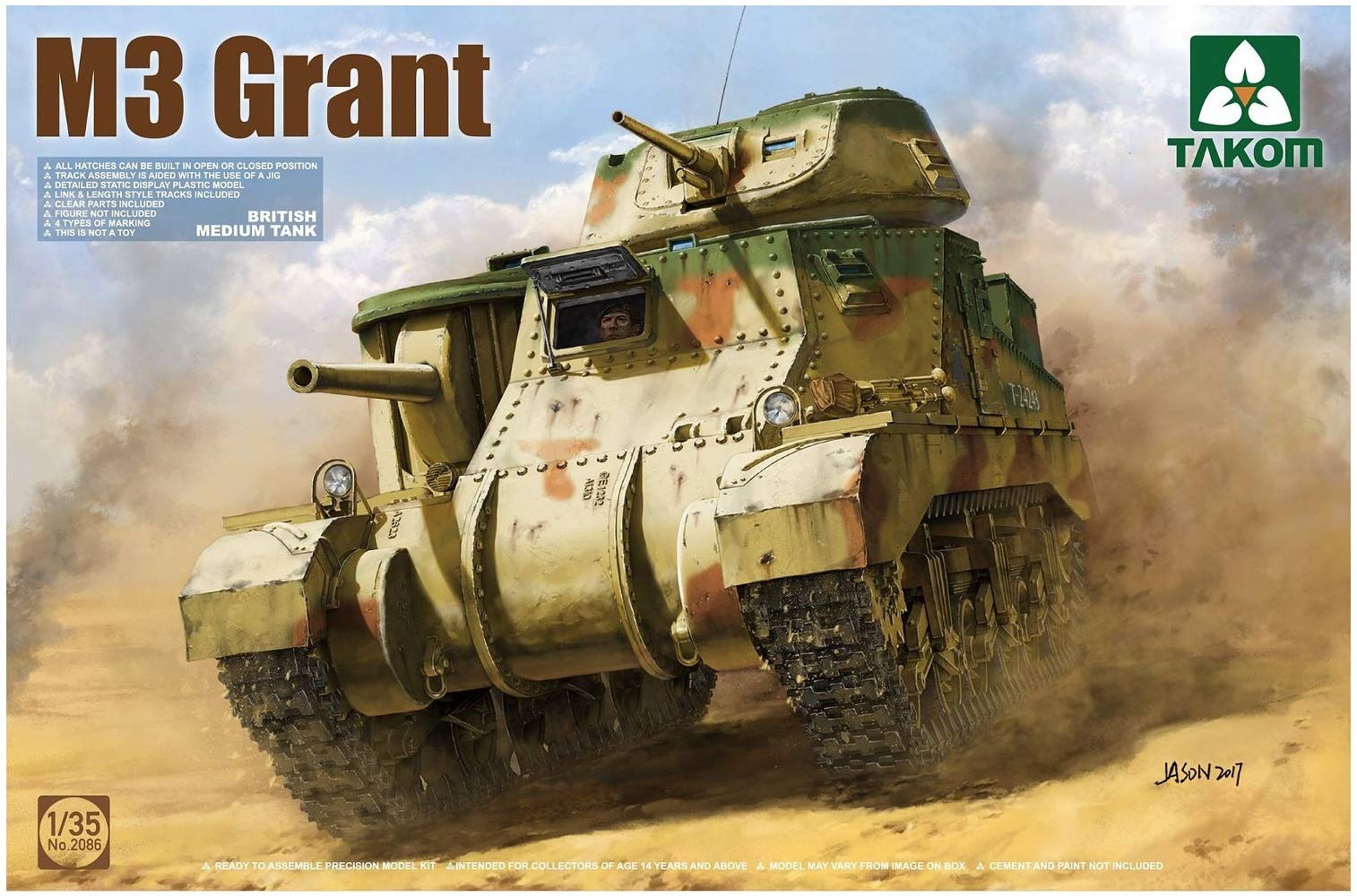 TAKOM TAK-2086 model kit, British medium tank M3 Grant