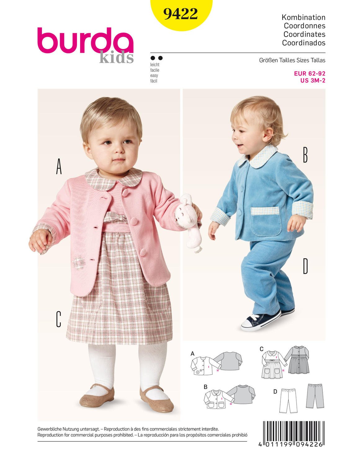 Burda Style Sewing Pattern B9422 Toddler's Co-ordinates