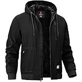TBMPOY Men's Winter Jackets Hooded Work Cotton Fleece Lined Duck Coats Flannel Active Workwear Coat
