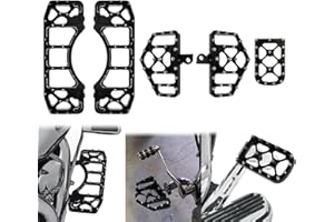 HCmotorku Motorcycle Floorboards Set Driver Passenger Footboards Front Rear Foot Pegs MX Wide Offroad CNC Brake Pedal Fit For Harley Touring Road Glide Street Glide Electra Glide Dyna Softail Black