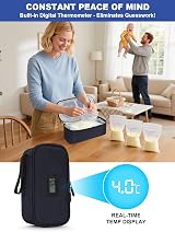 YOUSHARES Breastmilk Cooler Bag with Temperature Display Navy view 3