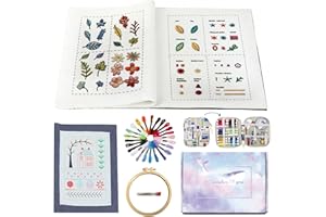2026 New Embroidery Stitch Book Kit, DIY Embroidery Book Stitches Set with Guide and Step by Step Video - Perfect Beginner Em