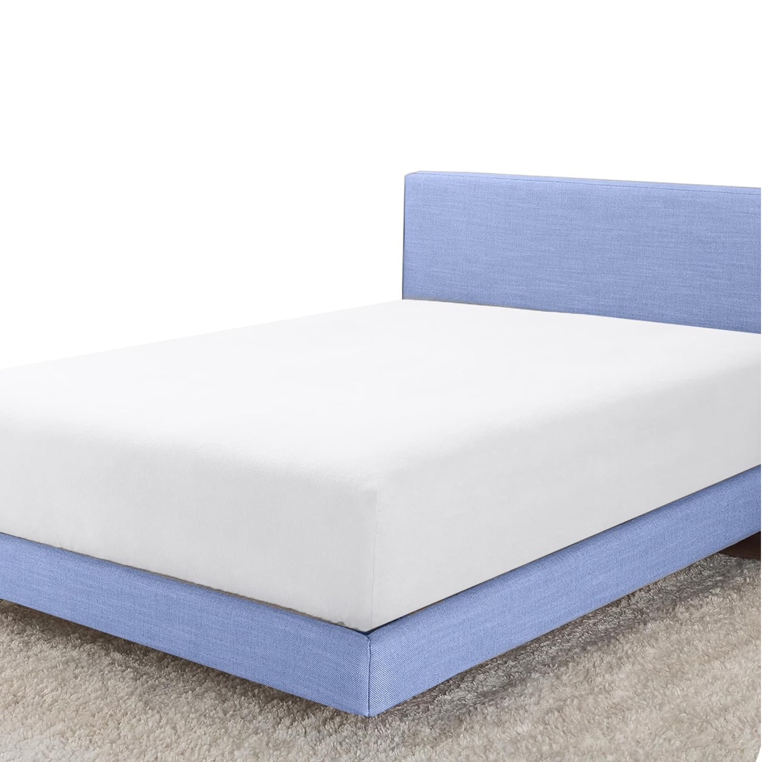 Sunshine Comforts 100% Egyptian Cotton Fitted Sheets Double | 200 Thread Count Deep Pocket (30cm) Bedding & Linen | Non Iron, Hypoallergenic & Fade Resistant Bed Sheet, White (137 X 190 CM)