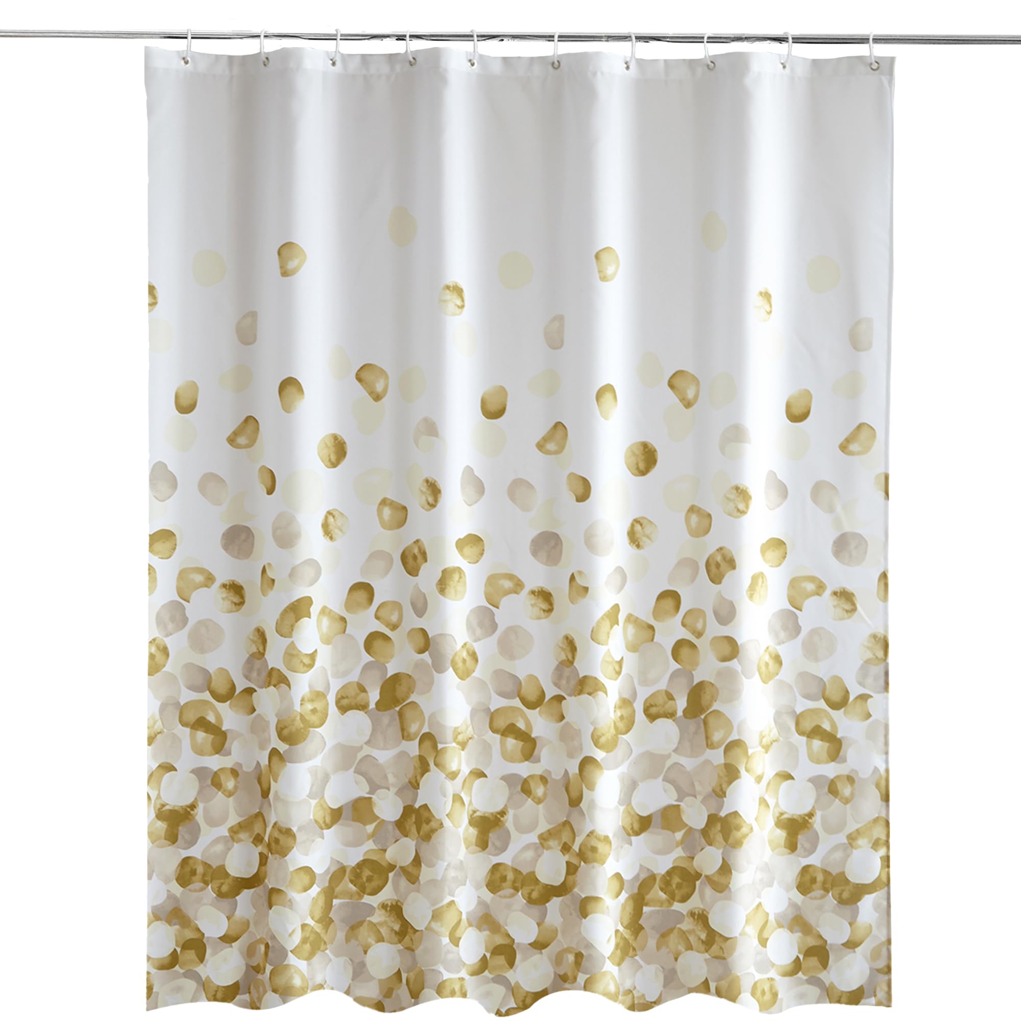 Trimming Shop Golden Petals Shower Curtain - Polyester Fabric Bathroom Curtain, Waterproof & Mould Resistant, With 12 Hooks, Washable 180x180cm Long Shower Liner, Blackout Design for Stylish Bathroom — image 1