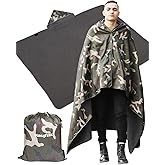 DUKUSEEK Hooded Stadium Blanket, Camouflage Waterproof Windproof Outdoor Fleece Blanket - Large (79x56), Portable, Wearable, Warm for Outdoor Hunting, Sporting Events…