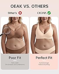 OEAK Womens Deep V Bras Wireless Comfortable Bra