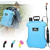 4 Gallon Battery Powered Sprayer, Electric Garden Sprayer, Backpack Sprayer with 3 Mist Nozzles & USB Rechargeable Handle & Retractable Wand & Adjustable Strap for Lawn, Garden, Yard
