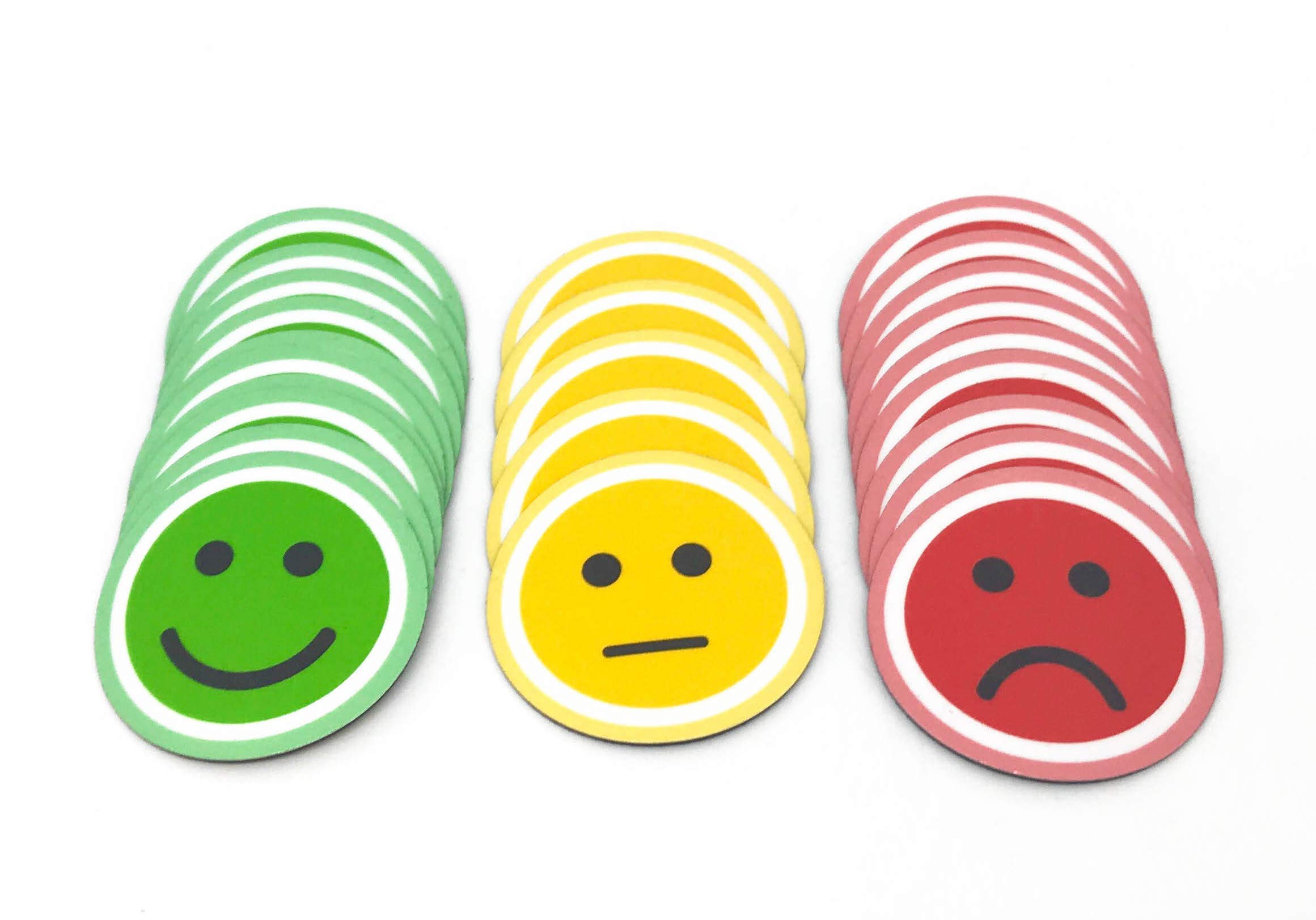 Smiley Round Magnet 2.5cm Pack of 25 (10 Green, 10 Red and 5 Yellow) Magnetic 5 cm