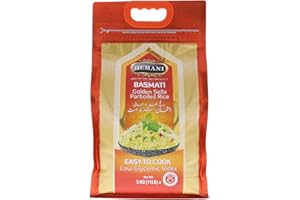 HEMANI Basmati Golden Sella Parboiled Rice 11LB - Great Value Savings - 1 LB FREE - Easy to Cook - Low Glycemic Index (1 Pack: 11 Pounds)