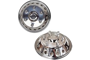 Kucaruce K16A-F 16" Polished Stainless Steel Front Dually Wheel Simulator,2pc Snap on Hubcaps,6 Lug 18 Hand Hole Single Wheel Cover fit for 2012-2021 Dodge,Mercedes and Freightliner Sprinter Van