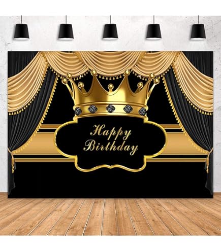 Geburtstag Fotohintergrund 2,4x1,8 M – Schwarz-Gold Mit Glitzer, Für Erwachsene & Kinder