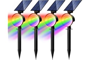 nipify 4 Pack Solar Spot Lights Outdoor Waterproof, Solar Spotlight Light for Outside Yard Landscape Lighting Pathway Lights Wall Auto On/Off, RGB
