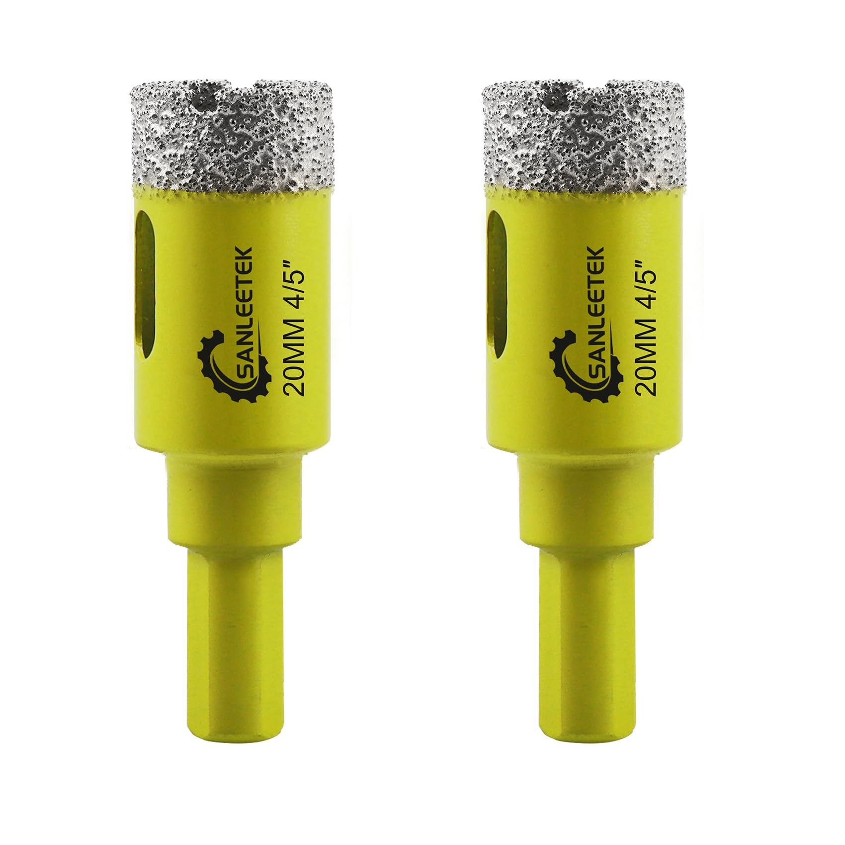 Dry Diamond Core Drill Bits - 2pcs 20mm SANLEETEK Hole Saw with Triangle Shank for Ceramic Porcelain Tile Granite Marble Quartz Stoneware — image 1