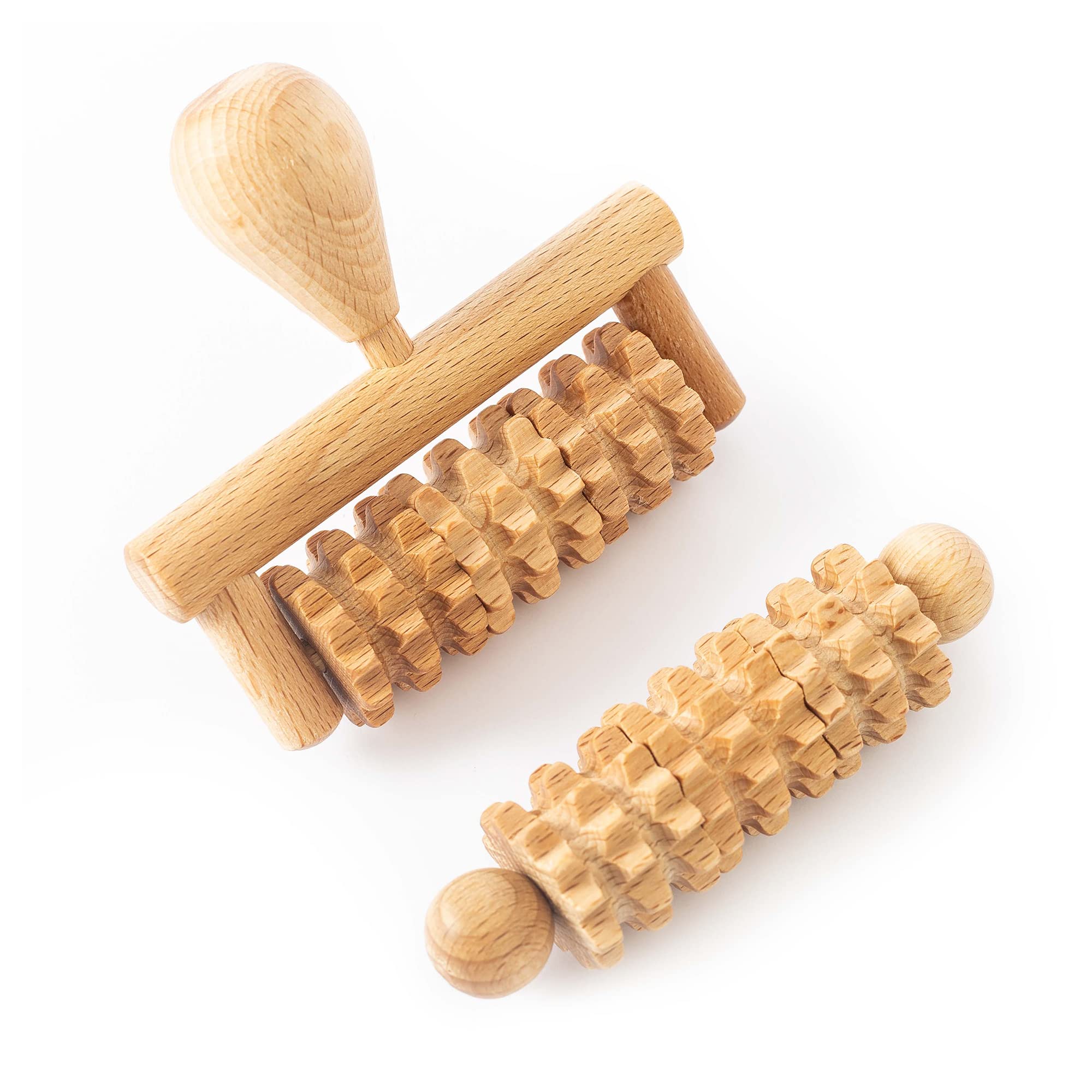 Tuuli Accessories Set of 2 Face Massage Roller Tool Head Massager Maderotherapy Wooden