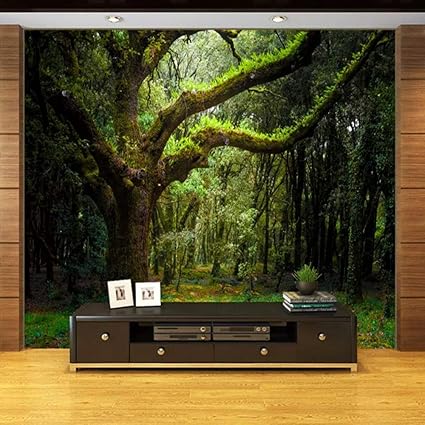 YiShuQiang Wallpaper Fototapeten Tropischer Baum-Dschungel-Mooswand passend für Wohnzimmer-Schlafzimmer Wandbilder Wohnzimmer