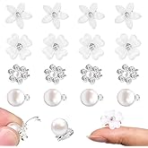 20Pcs Mini Rhinestone Hair Pins, White Flower Hair Clips, Mini Clips for Women Cute Small Flower Clip, Decorative Wedding Bridal