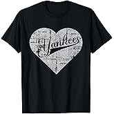 Vintage Heart Yankees I Love Yankees First Name Personalized T-Shirt