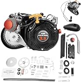 AKSDSGA 100CC Bicycle Engine Kit 4 Stroke Bicycle Gasoline Engine Motor Complete Hand Start Motorized Bike Kit with Chain Drive and Air-Cooled, Bike Motor Kits for Road Bikes Mountain Bikes