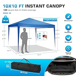 TOOLUCK 10x10 Pop Up Canopy Tent with 3 Sidewalls