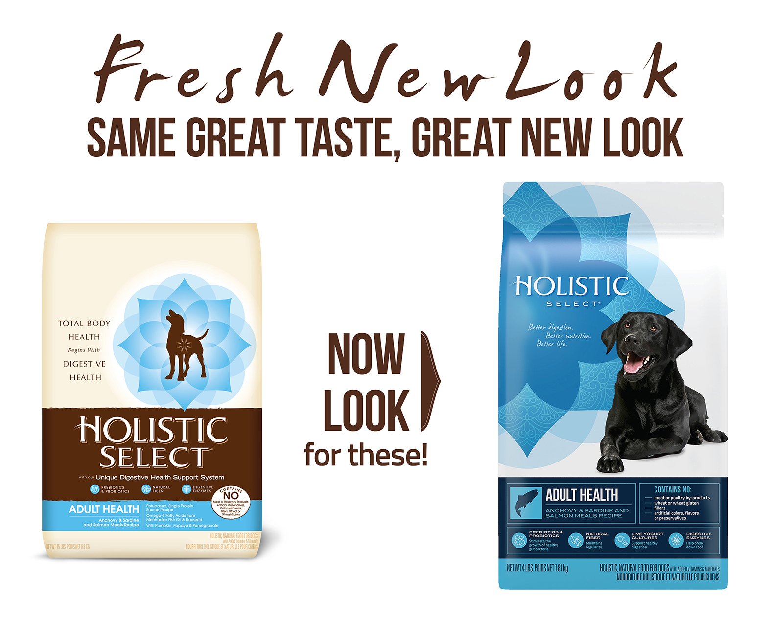 Holistic Select Natural Dry Dog Food, Anchovy, Sardine Salmon, 15Pound
