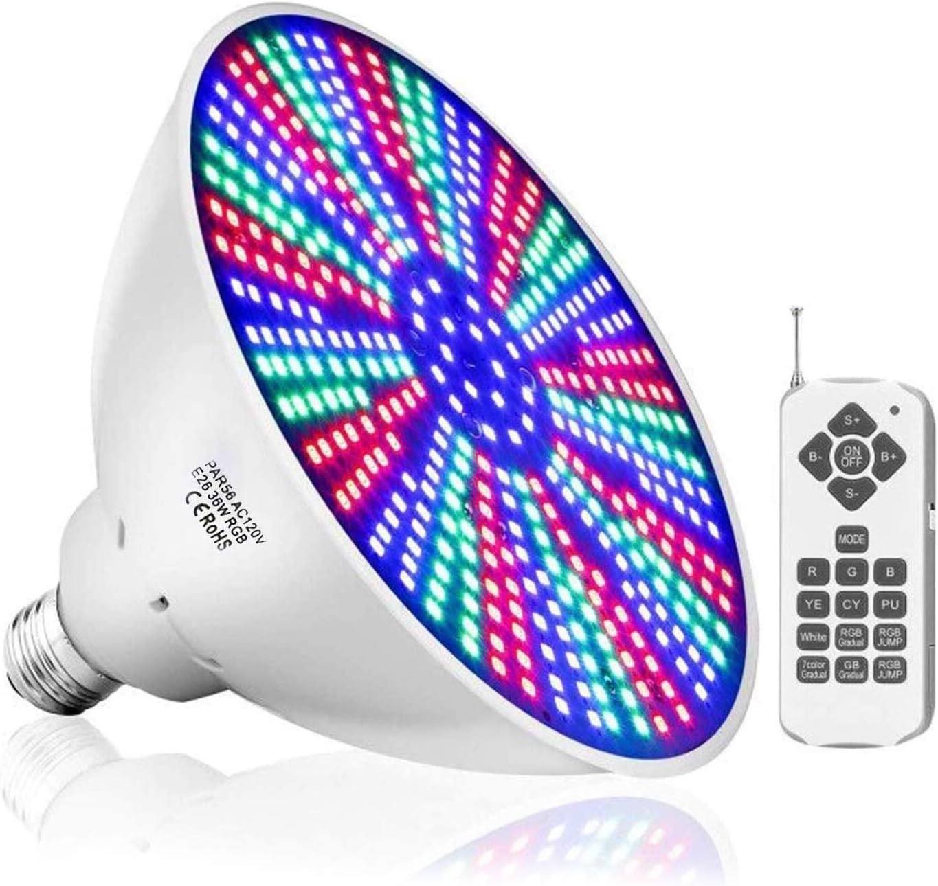 DARIN 120V LED Swimming Pool Light Bulb 36W Remote Control Multi Color