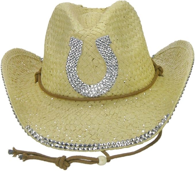 SOMETHING SPECIAL Rhinestone Bling Horseshoe Cowgirl Straw