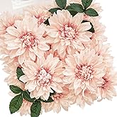 TINGE TIME Artificial Flowers 20pcs Silk Dahlia 5"/6" Fake Flowers for DIY Wedding Bridal Bouquets Centerpieces Arrangements Party Baby Shower Home Decorations (Dusty Pink)