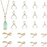 PH PandaHall 40pcs Pinch Bails 304 Stainless Steel Pendant Chain Connector 4 Sizes Golden Pinch Bails Clasp Dangle Charm Bead Pendant Connector Findings for Pendant Necklace Charm Jewelry Making
