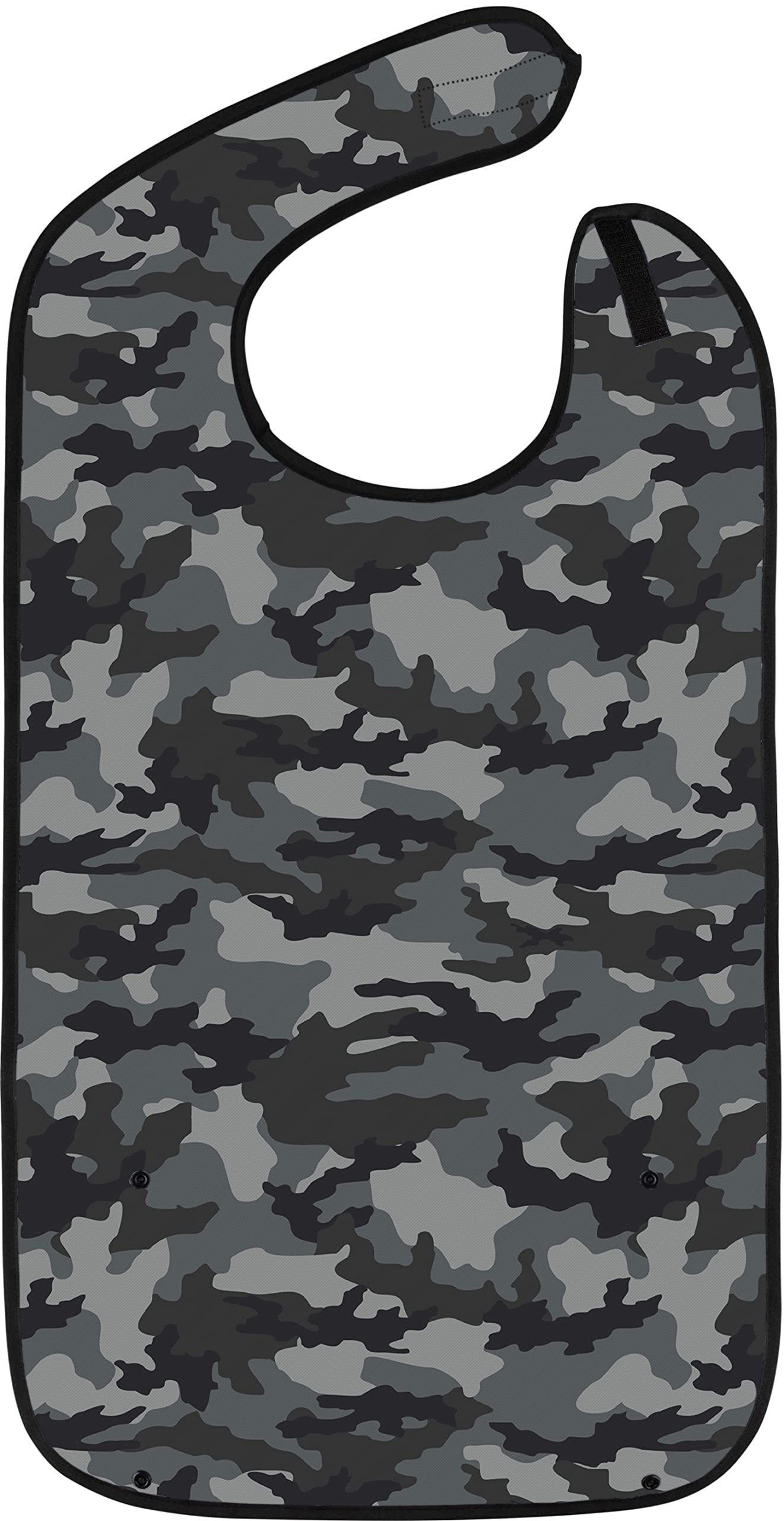 Adult Bibs for Eating: Reusable Adult Size Bib for Men and Women - Washable Clothing Protector with Crumb Catcher Pocket - Gray Camo Edition